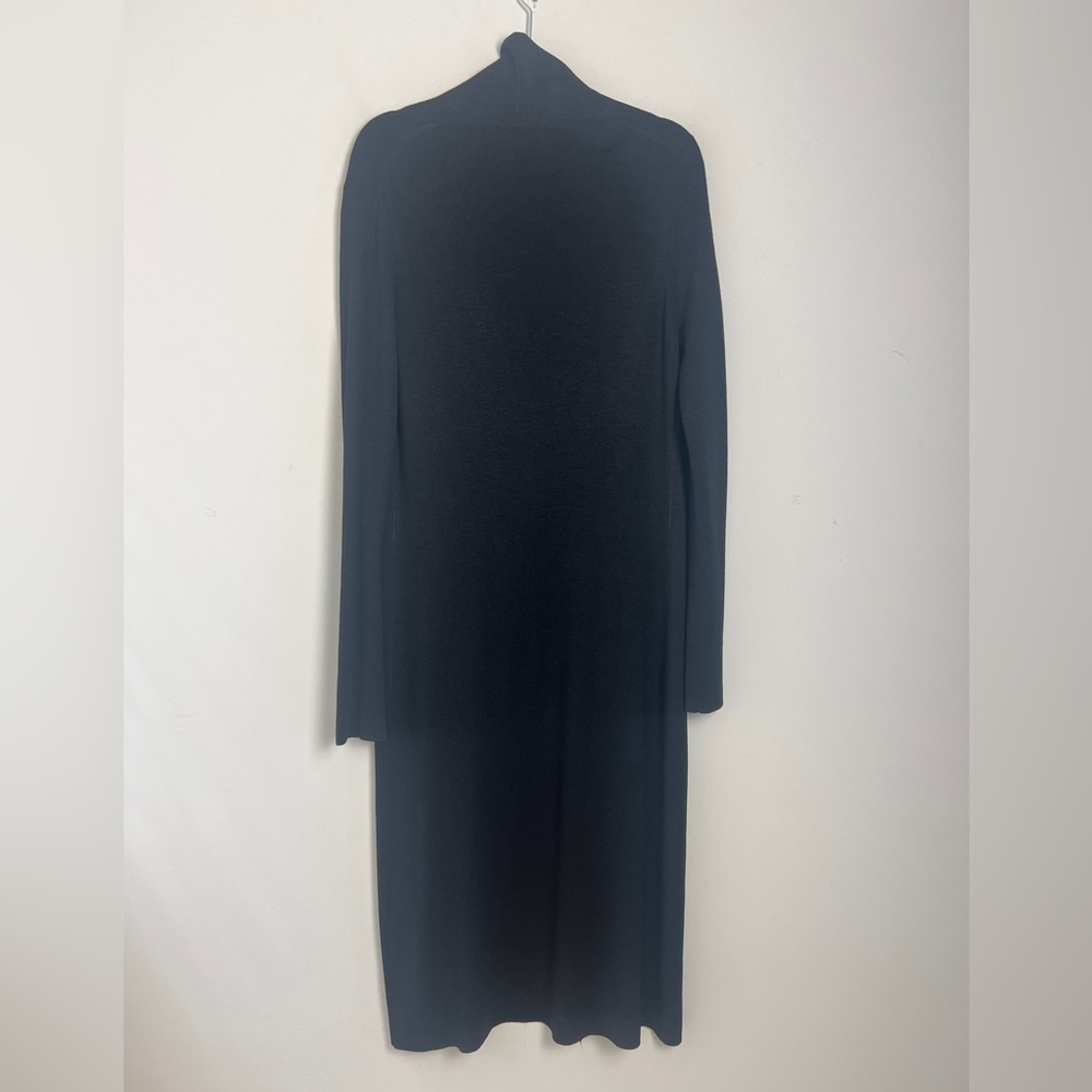 MAX Studio Medium Black Silk Blend‎ Ribbed Long Open Duster Sweater - Picture 2 of 8